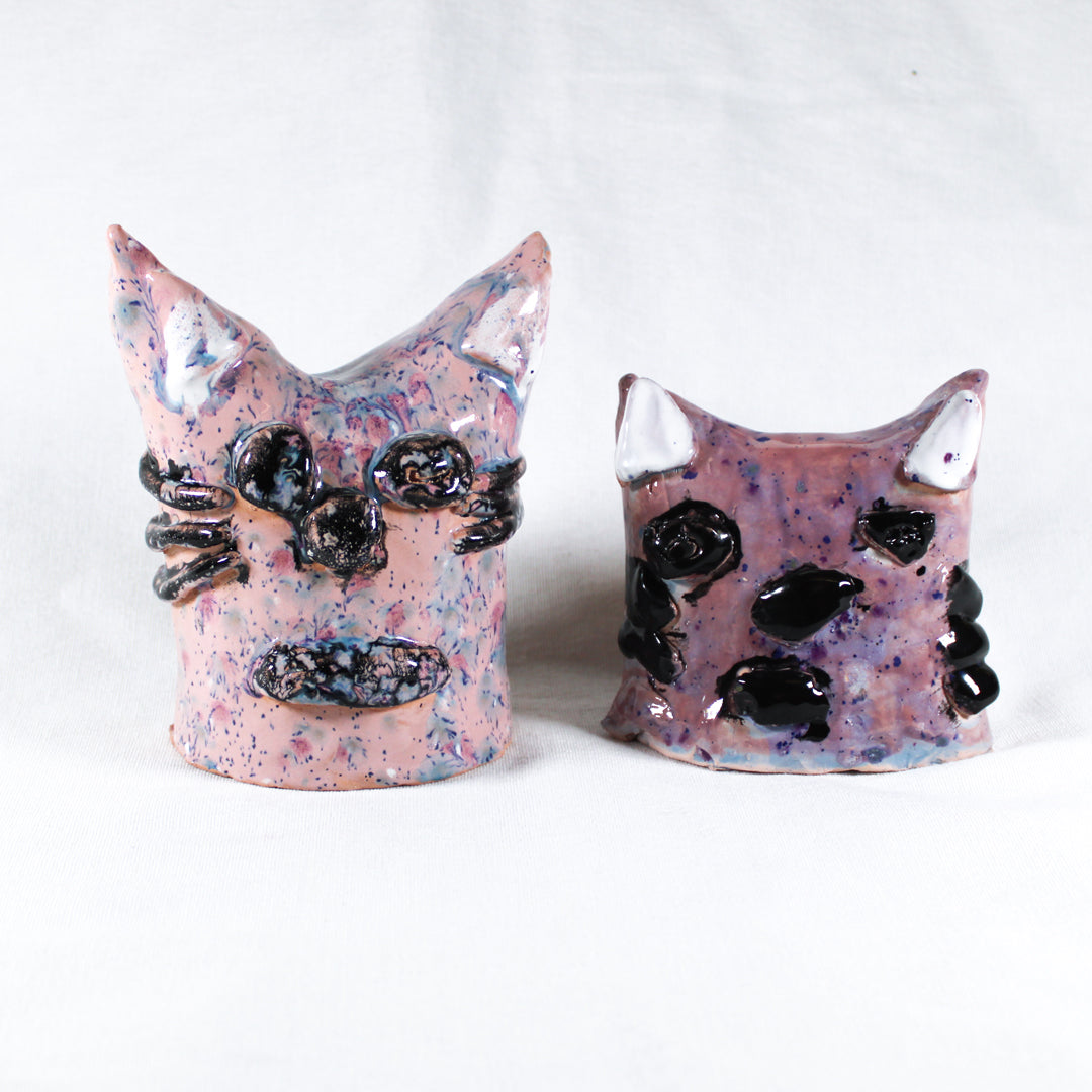 Two Cat Ceramic Sculptures