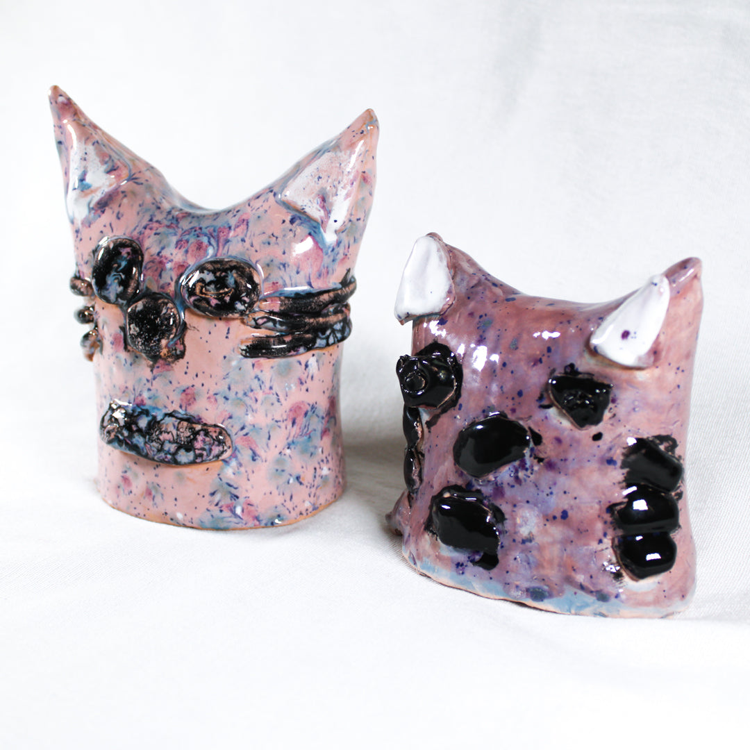 Two Cat Ceramic Sculptures
