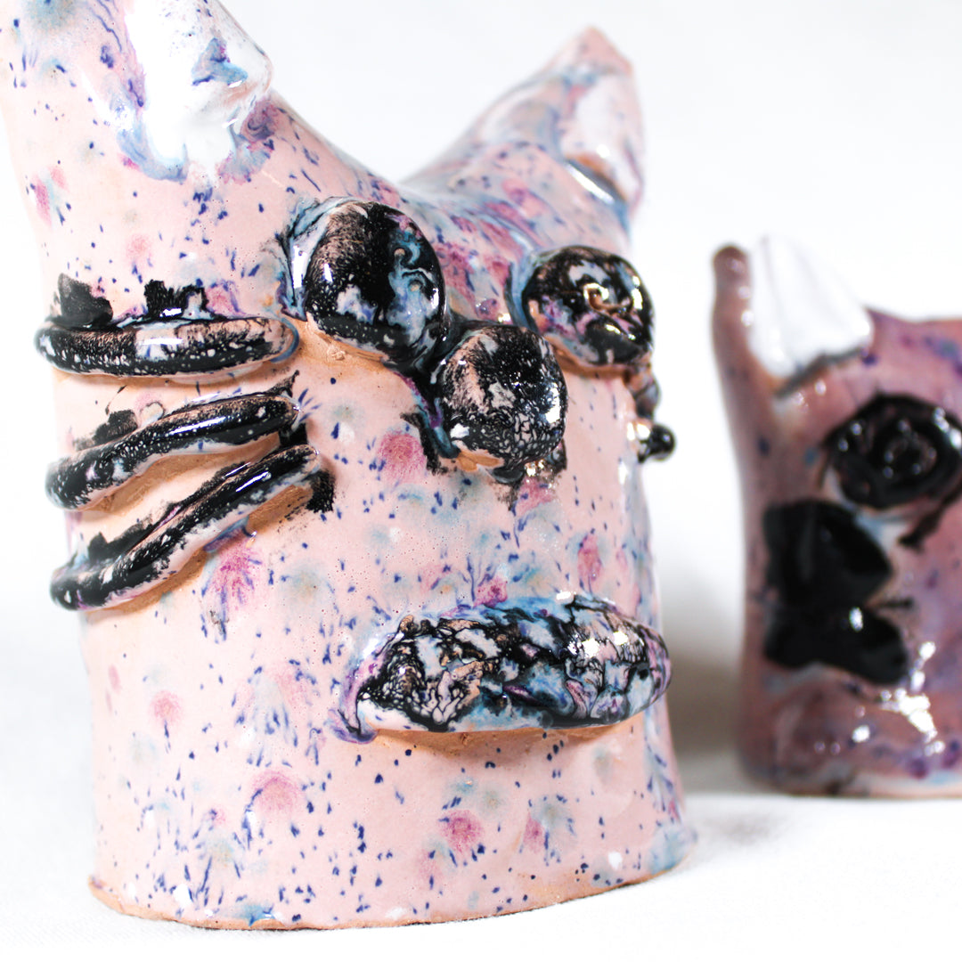 Two Cat Ceramic Sculptures