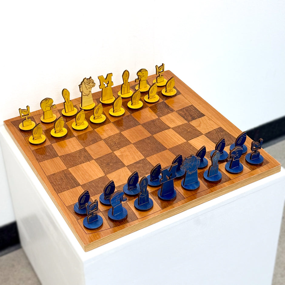Yellow and Blue Michigan Chess Set