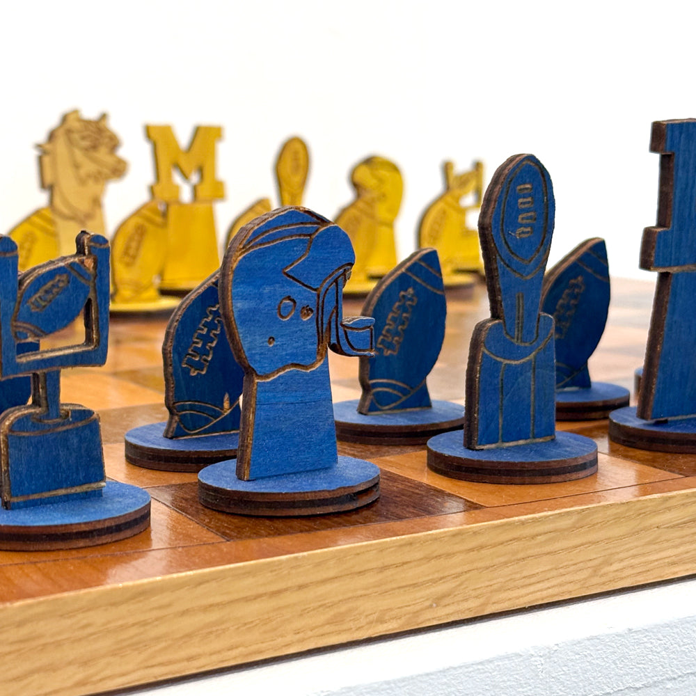 Yellow and Blue Michigan Chess Set