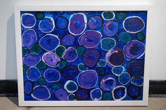 Blue Circles, framed