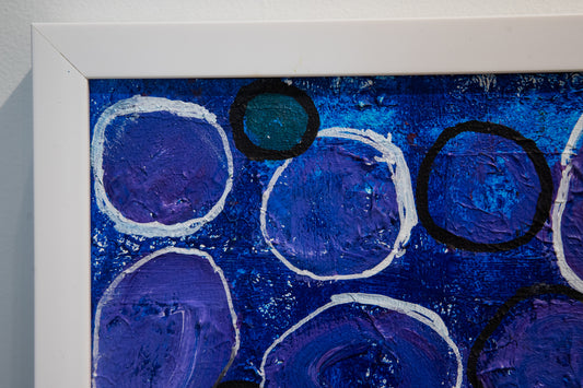 Blue Circles, framed