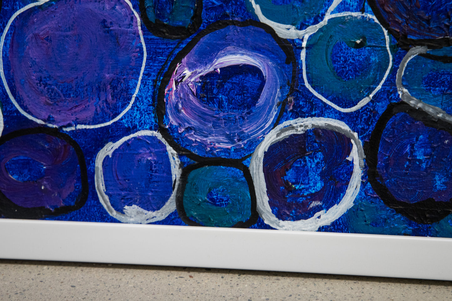 Blue Circles, framed