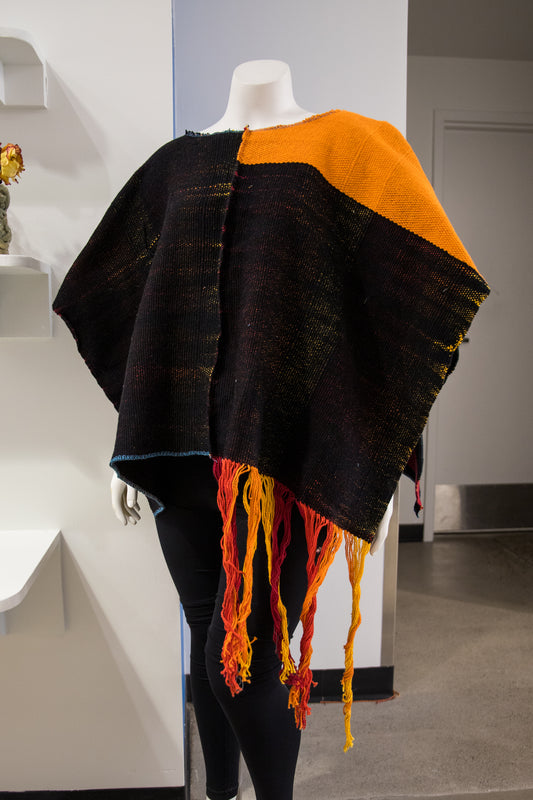 Fire and Ice Handwoven Poncho