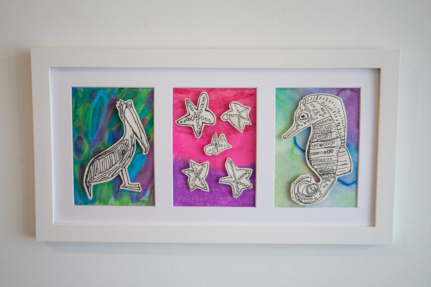 Pelican, Seahorse, Starfish (Framed)