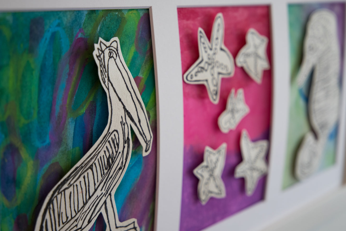 Pelican, Seahorse, Starfish (Framed)