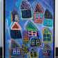 Dark Blue Neighborhood (Happy Houses Series) (Framed)