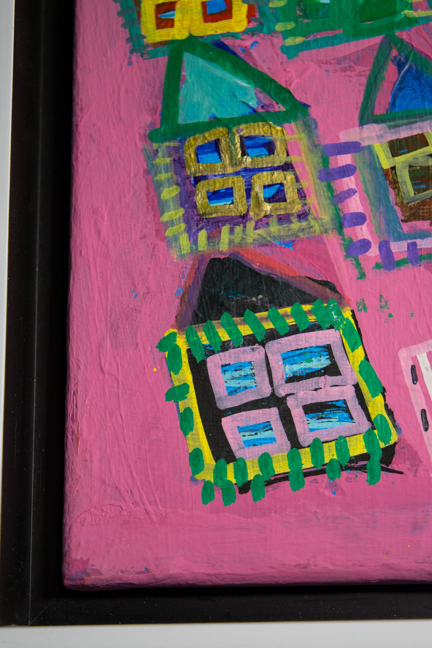 Pink Neighborhood (Happy Houses Series) (Framed)