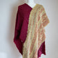 Handwoven Red and Beige Poncho, DN