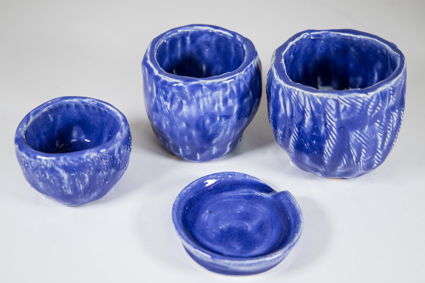 Blue Stacking Bowls with Small Saucer